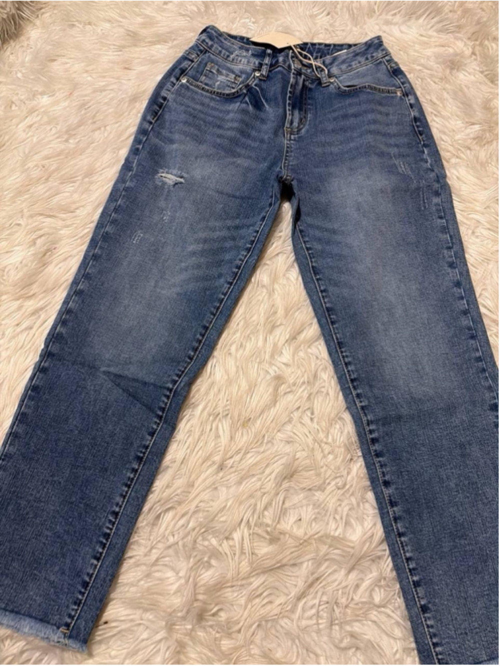 Flamingals mid-blue straight-leg cropped denim jeans S